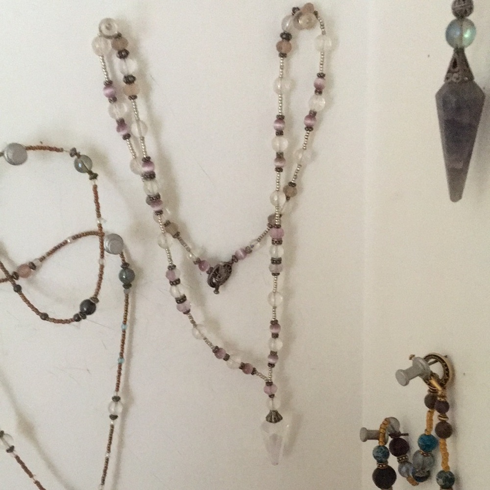 Angel Aura, Tiger Eye, Fluorite Crystal Handmade One of a Kind Necklace